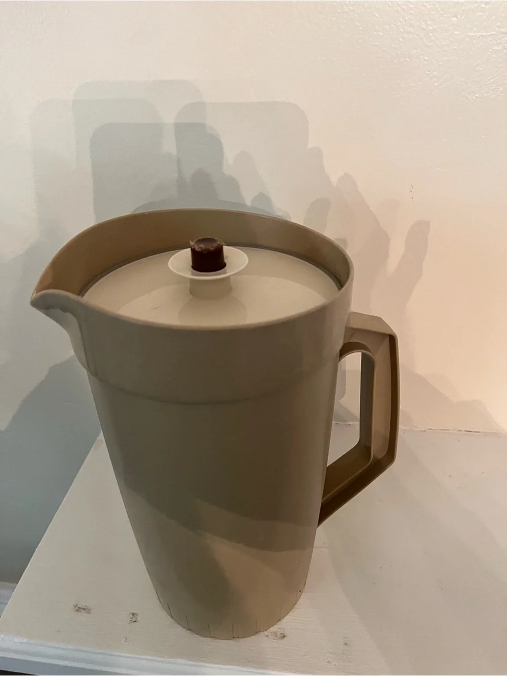 Vintage Tupperware Tan Pitcher with Lid